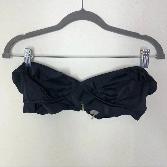 Victoria's Secret Bandeau Bikini Top Medium Black Ruffles - Picture 1 of 6